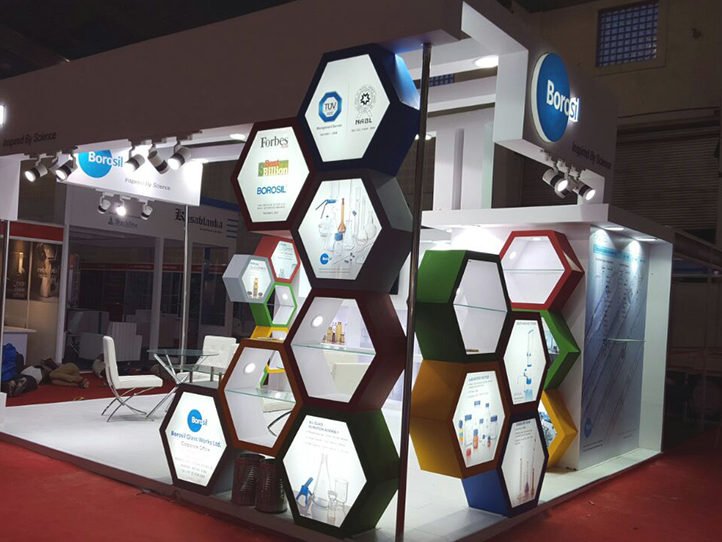 small creative exhibition stall for borosil by woodpeckersglobal